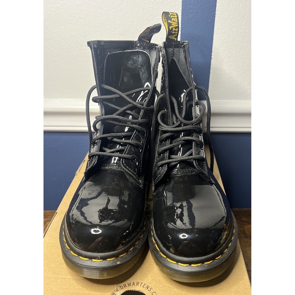 Dr. Doc Martens 1460W Black Leather Combat Boots Women's 9 - Picture 6 of 7